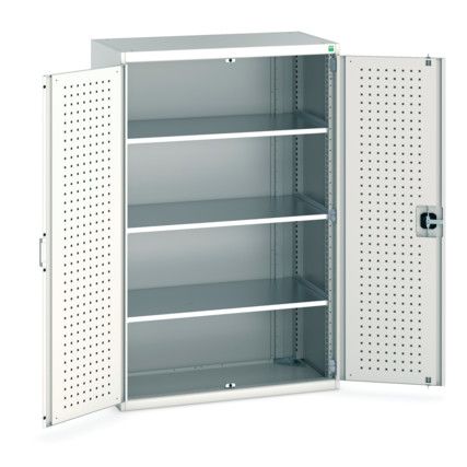 Cubio Storage Cabinet, 2 Perfo Doors, Light Grey, 1600 x 1050 x 525mm