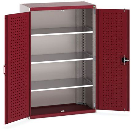 Cubio Storage Cabinet, 2 Perfo Doors, Red, 1600 x 1050 x 525mm