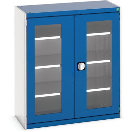 Cubio Storage Cabinet, 2 Clearview Doors, Blue, 1200 x 1050 x 525mm