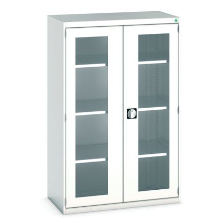 Cubio Storage Cabinet, 2 Clearview Doors, Light Grey, 1600 x 1050 x 525mm