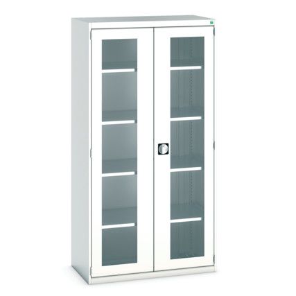 Cubio Storage Cabinet, 2 Clearview Doors, Light Grey, 2000 x 1050 x 525mm