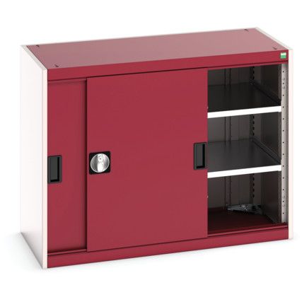 Cubio Storage Cabinet, Single Sliding Door, Red, 800 x 1050 x 525mm