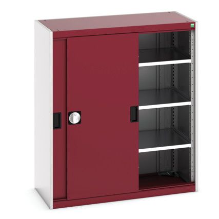 Cubio Storage Cabinet, Single Sliding Door, Red, 1200 x 1050 x 525mm