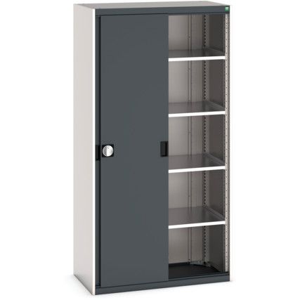 Cubio Storage Cabinet, Single Sliding Door, Anthracite Grey, 2000 x 1050 x 525mm