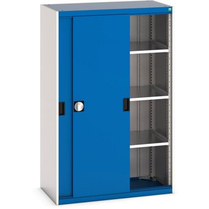 Cubio Storage Cabinet, 2 Sliding Doors, Blue, 1600 x 1050 x 525mm