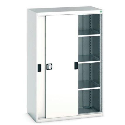 Cubio Storage Cabinet, 2 Sliding Doors, Light Grey, 1600 x 1050 x 525mm