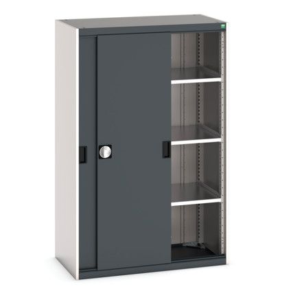 Cubio Storage Cabinet, 2 Sliding Doors, Anthracite Grey, 1600 x 1050 x 525mm