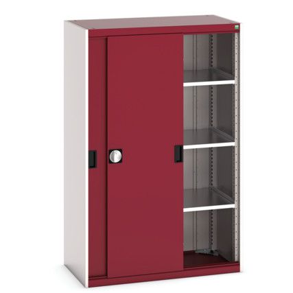 Cubio Storage Cabinet, 2 Sliding Doors, Red, 1600 x 1050 x 525mm