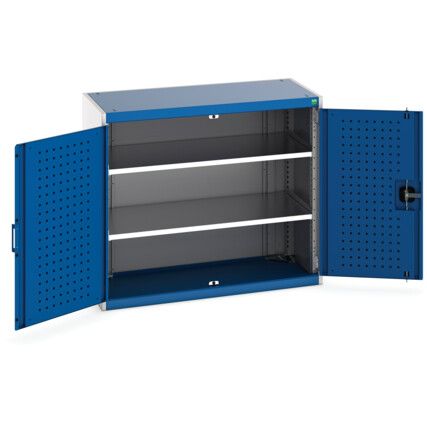 Cubio Storage Cabinet, 2 Perfo Doors, Blue, 900 x 1050 x 525mm