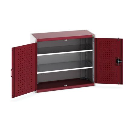 Cubio Storage Cabinet, 2 Perfo Doors, Red, 900 x 1050 x 525mm