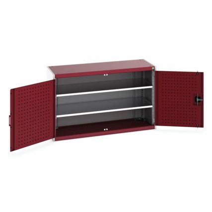 Cubio Storage Cabinet, 2 Perfo Doors, Red, 800 x 1300 x 525mm