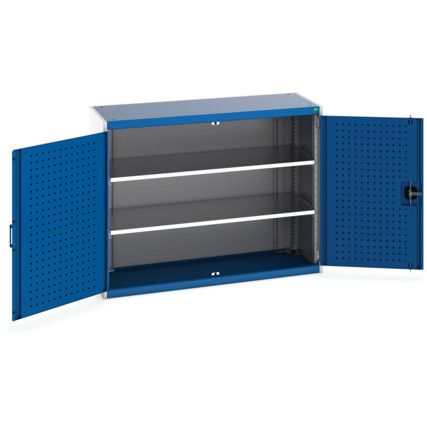 Cubio Storage Cabinet, 2 Perfo Doors, Blue, 1000 x 1300 x 525mm