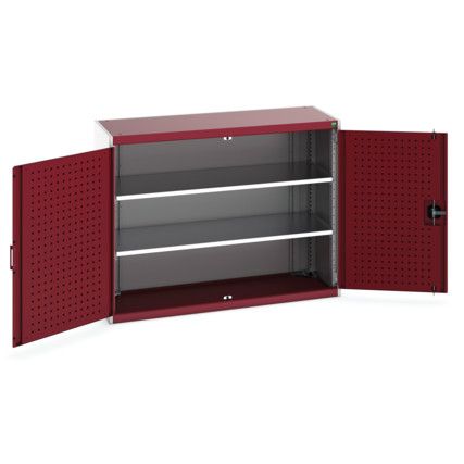 Cubio Storage Cabinet, 2 Perfo Doors, Red, 1000 x 1300 x 525mm