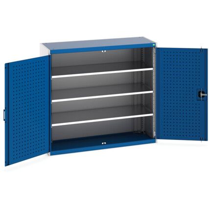 Cubio Storage Cabinet, 2 Perfo Doors, Blue, 1200 x 1300 x 525mm