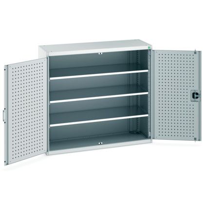 Cubio Storage Cabinet, 2 Perfo Doors, Light Grey, 1200 x 1300 x 525mm