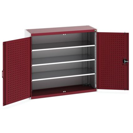 Cubio Storage Cabinet, 2 Perfo Doors, Red, 1200 x 1300 x 525mm