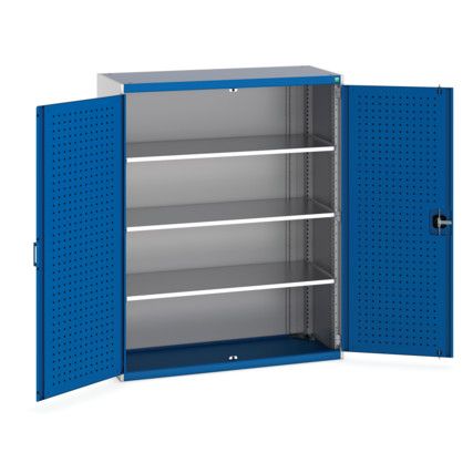 Cubio Storage Cabinet, 2 Perfo Doors, Blue, 1600 x 1300 x 525mm