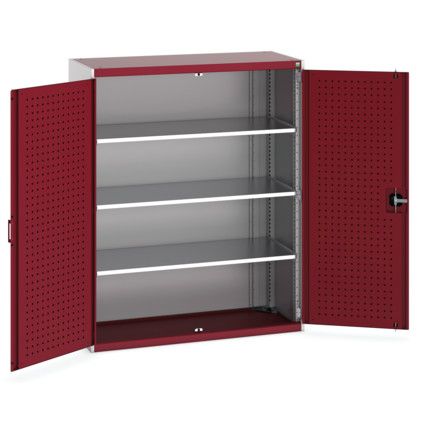 Cubio Storage Cabinet, 2 Perfo Doors, Red, 1600 x 1300 x 525mm