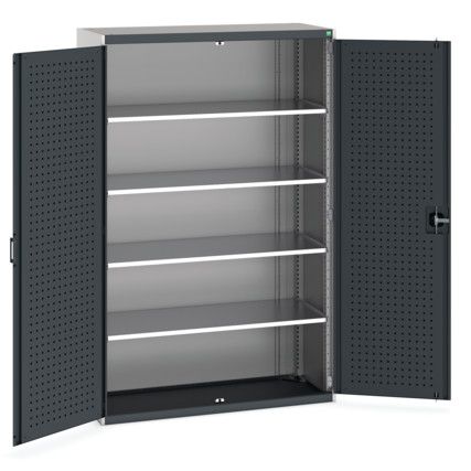 Cubio Storage Cabinet, 2 Perfo Doors, Anthracite Grey, 2000 x 1300 x 525mm