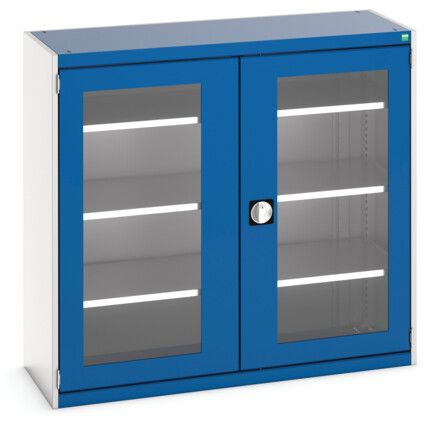 Cubio Storage Cabinet, 2 Clearview Doors, Blue, 1200 x 1300 x 525mm