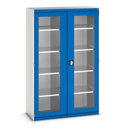 Cubio Storage Cabinet, 2 Clearview Doors, Blue, 2000 x 1300 x 525mm