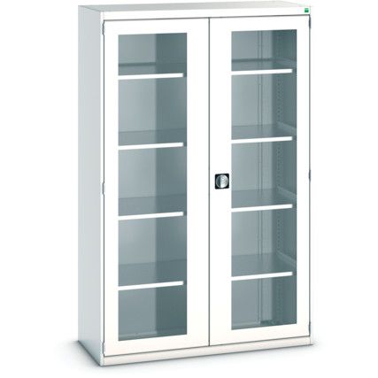 Cubio Storage Cabinet, 2 Clearview Doors, Light Grey, 2000 x 1300 x 525mm