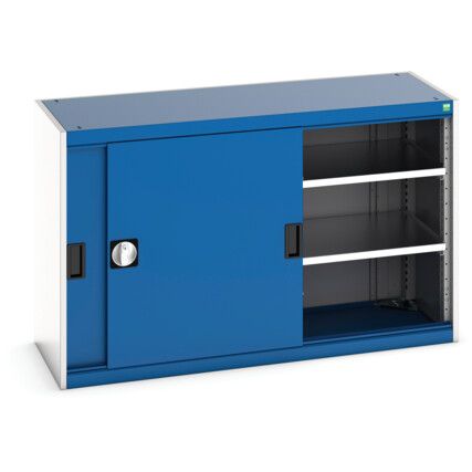 Cubio Storage Cabinet, 2 Sliding Doors, Blue, 800 x 1300 x 525mm