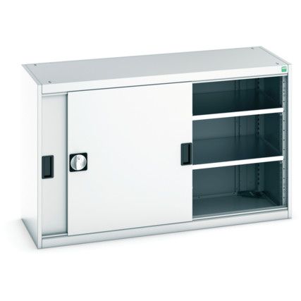 Cubio Storage Cabinet, 2 Sliding Doors, Light Grey, 800 x 1300 x 525mm