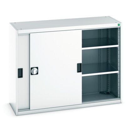 Cubio Storage Cabinet, 2 Sliding Doors, Light Grey, 1000 x 1300 x 525mm