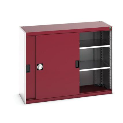 Cubio Storage Cabinet, 2 Sliding Doors, Red, 1000 x 1300 x 525mm