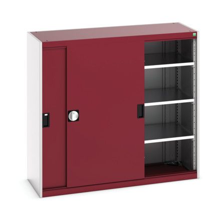 Cubio Storage Cabinet, 2 Sliding Doors, Red, 1200 x 1300 x 525mm