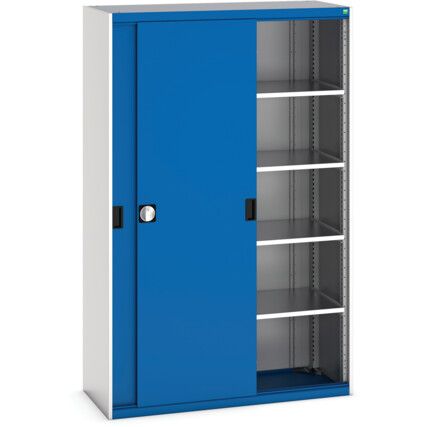 Cubio Storage Cabinet, 2 Sliding Doors, Blue, 2000 x 1300 x 525mm