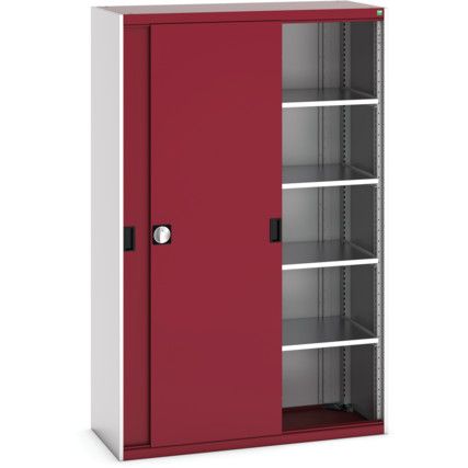 Cubio Storage Cabinet, 2 Sliding Doors, Red, 2000 x 1300 x 525mm