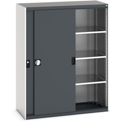 Cubio Storage Cabinet, 2 Sliding Doors, Anthracite Grey, 1600 x 1300 x 525mm