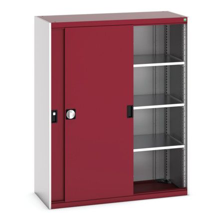 Cubio Storage Cabinet, 2 Sliding Doors, Red, 1600 x 1300 x 525mm