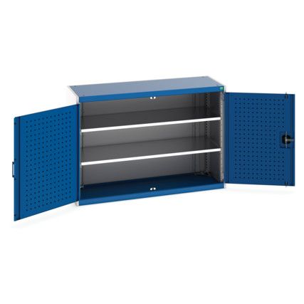 Cubio Storage Cabinet, 2 Perfo Doors, Blue, 900 x 1300 x 525mm