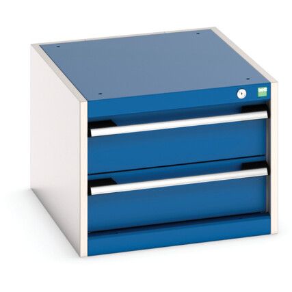 Cubio Drawer Cabinet, 2 Drawers, Blue/Light Grey, 400 x 525 x 650mm