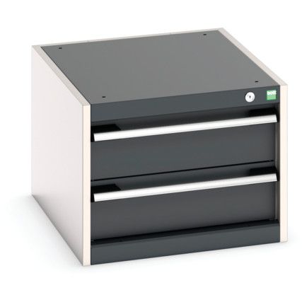 Cubio Drawer Cabinet, 2 Drawers, Anthracite Grey/Light Grey, 400 x 525 x 650mm