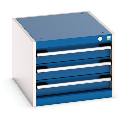 Cubio Drawer Cabinet, 3 Drawers, Blue/Light Grey, 400 x 525 x 650mm