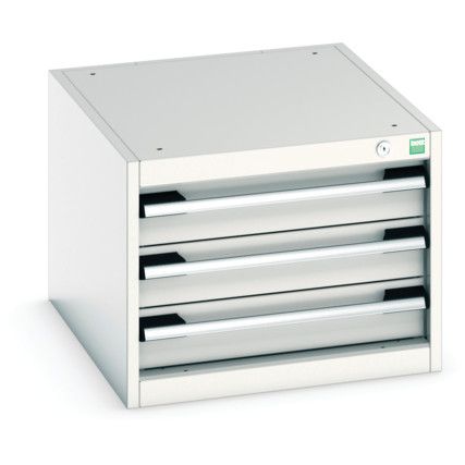 Cubio Drawer Cabinet, 3 Drawers, Light Grey, 400 x 525 x 650mm