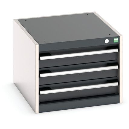 Cubio Drawer Cabinet, 3 Drawers, Anthracite Grey/Light Grey, 400 x 525 x 650mm