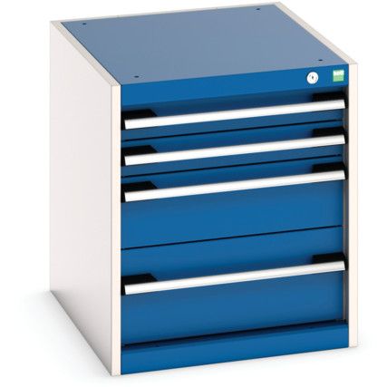 Cubio Drawer Cabinet, 4 Drawers, Blue/Light Grey, 600 x 525 x 650mm