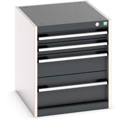 Cubio Drawer Cabinet, 4 Drawers, Anthracite Grey/Light Grey, 600 x 525 x 650mm