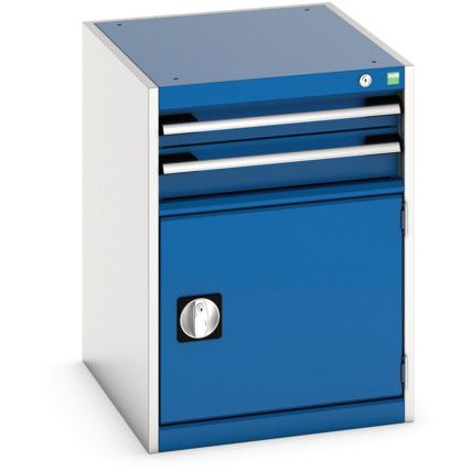 Cubio Drawer Cabinet, 2 Drawers, Blue/Light Grey, 700 x 525 x 650mm