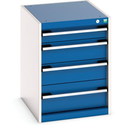 Cubio Drawer Cabinet, 4 Drawers, Blue/Light Grey, 700 x 525 x 650mm