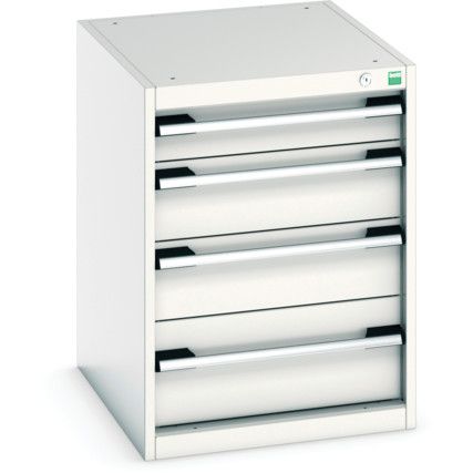 Cubio Drawer Cabinet, 4 Drawers, Light Grey, 700 x 525 x 650mm