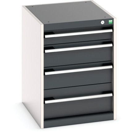 Cubio Drawer Cabinet, 4 Drawers, Anthracite Grey/Light Grey, 700 x 525 x 650mm