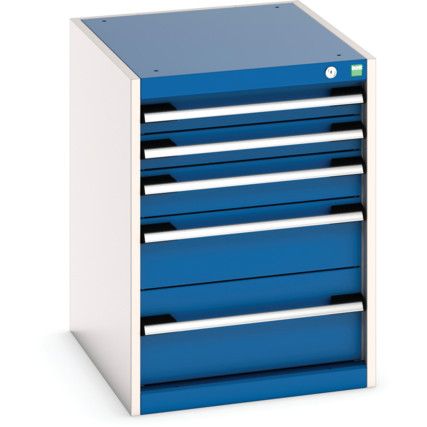 Cubio Drawer Cabinet, 5 Drawers, Blue/Light Grey, 700 x 525 x 650mm