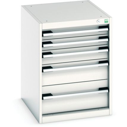 Cubio Drawer Cabinet, 5 Drawers, Light Grey, 700 x 525 x 650mm