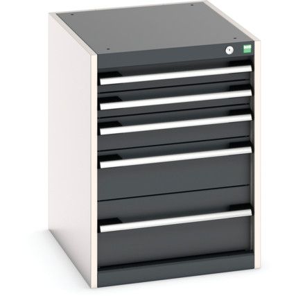 Cubio Drawer Cabinet, 5 Drawers, Anthracite Grey/Light Grey, 700 x 525 x 650mm